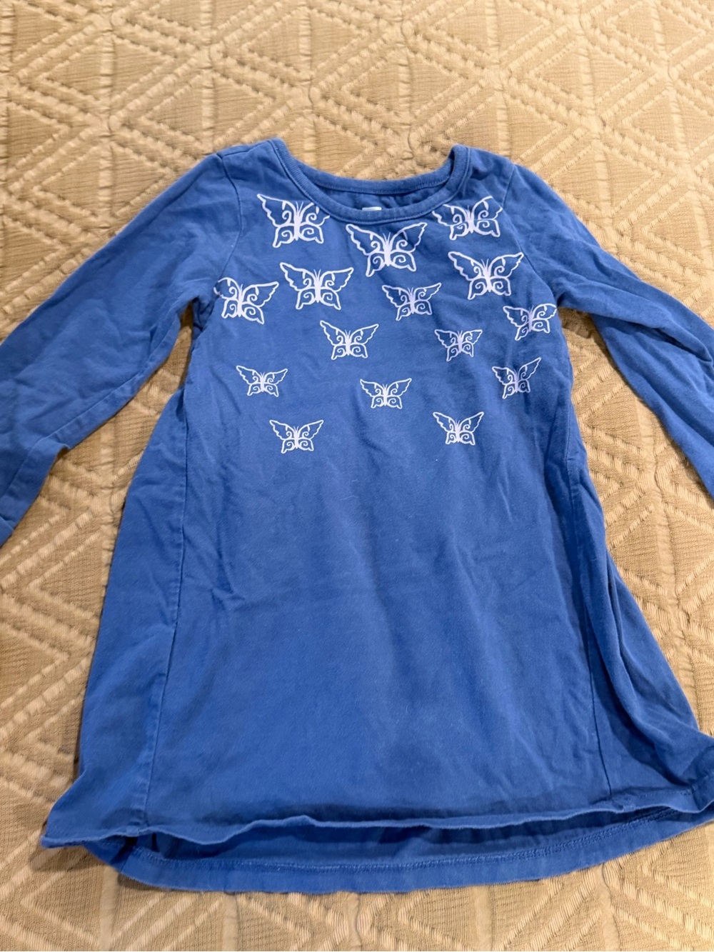 Tea Collection Blue Long-Sleeve Top with White Butterfly Print